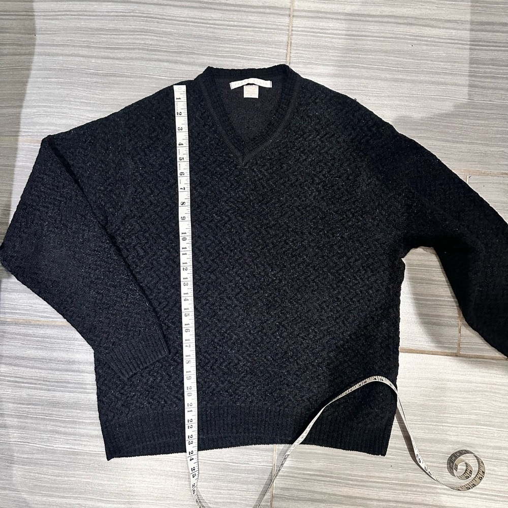 Perry Ellis | Textured Black V-Neck Sweater | Size M | Made in Italy